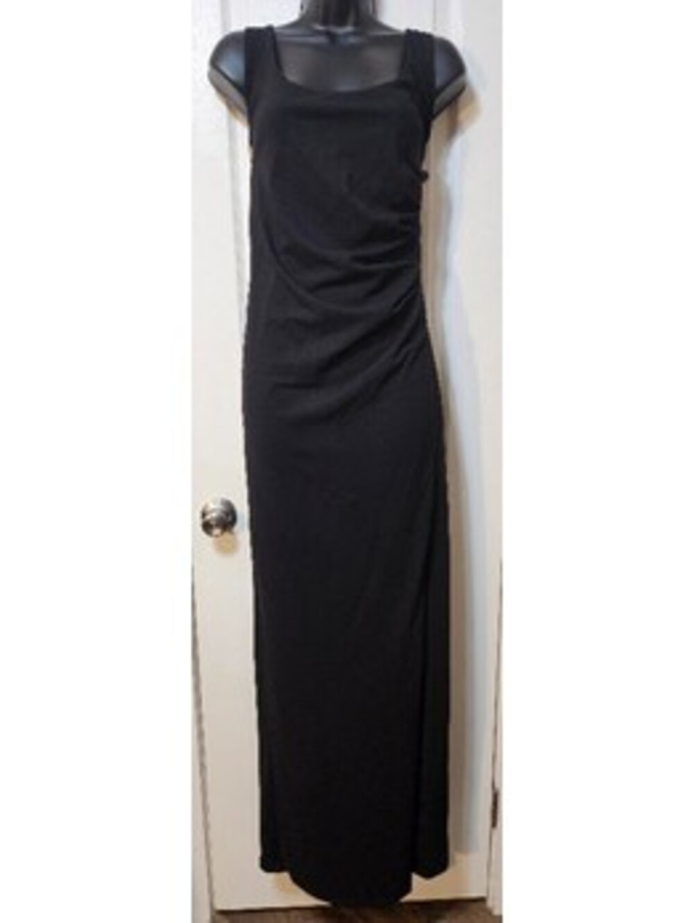 Adrianna Papell Black Midi Dress Size 16 Velvet Noir